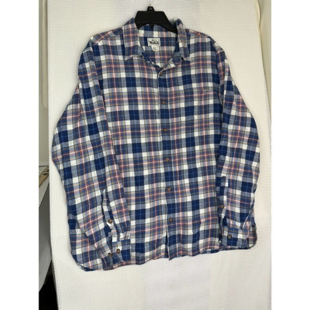 Woolrich‎ Cotton Flannel Shirt Blue Gray Plaid Sz XL